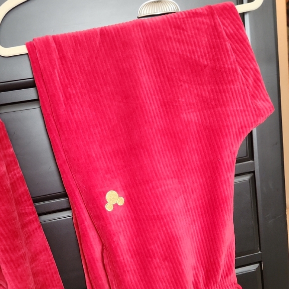 Disney Parks Red Cordoroy Lounge Set Christmas 2025 Edition with Gold MickeyLogo - Picture 4 of 6